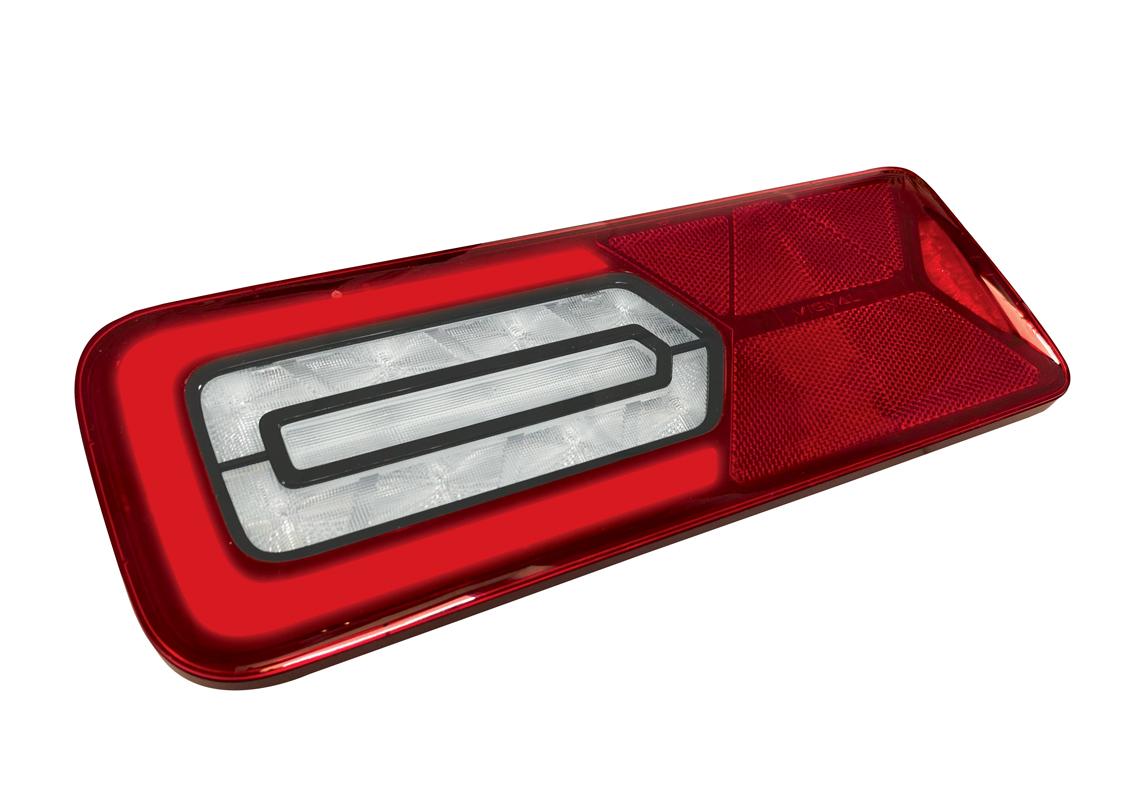 Rear lamp LED GLOWING Left 24V, additional conns, triangle BLACK EDITION